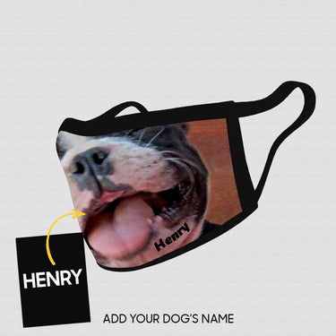 Personalized Dog Gift Idea - Smiley Dog With Closed Eyes For Dog Lovers - Cloth Mask